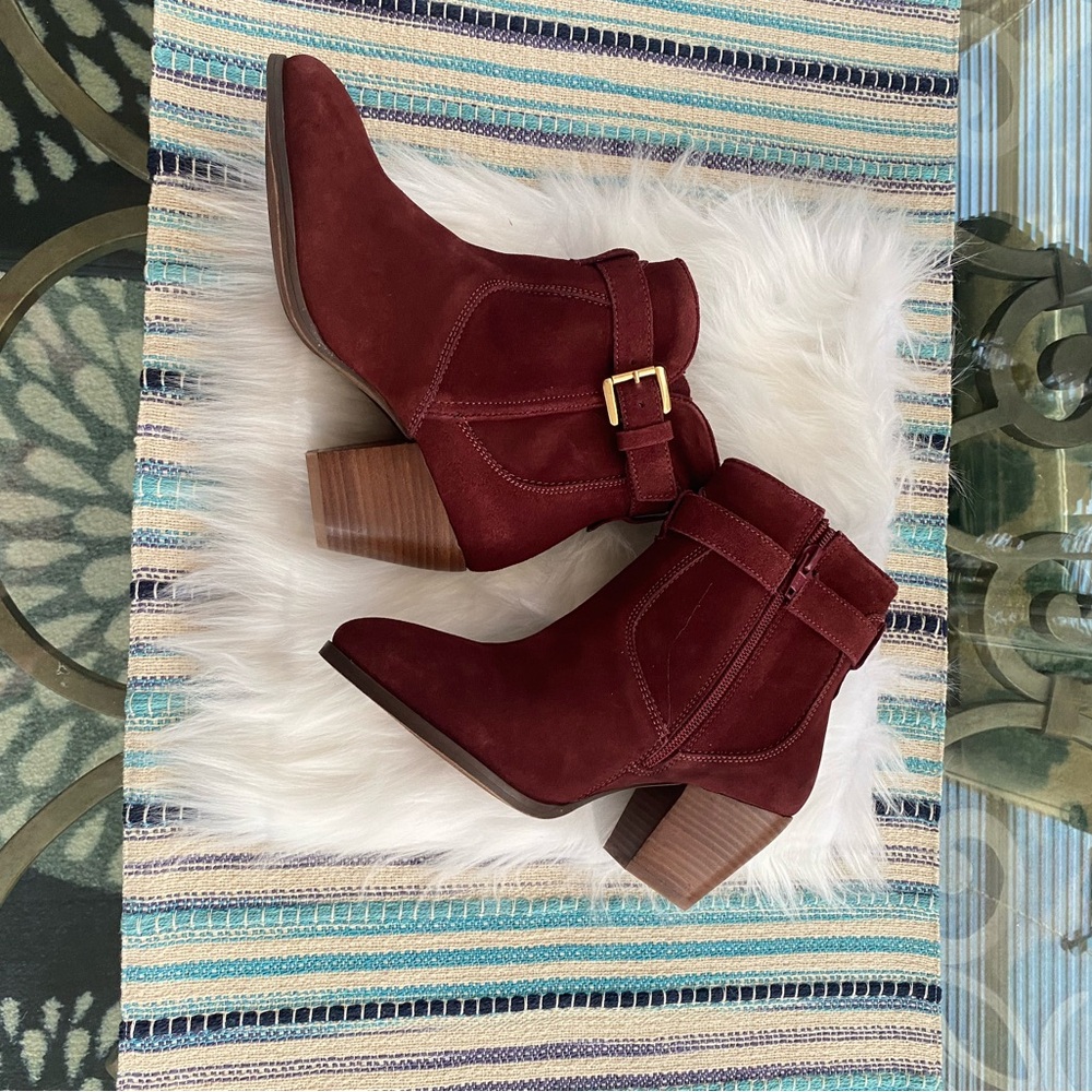 Diba sleek booties burgundy suede ankle boots - Picture 6 of 15